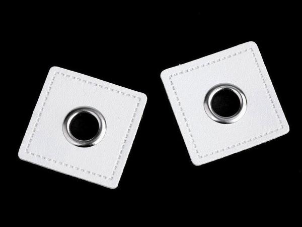 Ösen-Patches  Breite 30 mm ,Höhe 30 mm , Ø 8 mm, Weiß Nickel